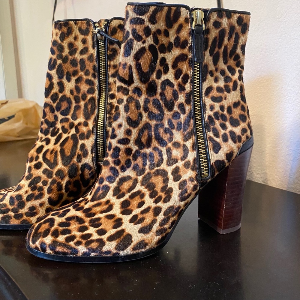 New never worn Leopard leather boots